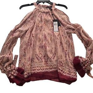 NWT BCBGMAXAZRIA SHEER SESSILEE BLOUSE. Women's size S